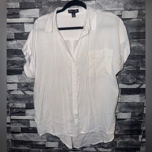 Women’s White Short-Sleeve Button-Down IKY&ME shirt size XL